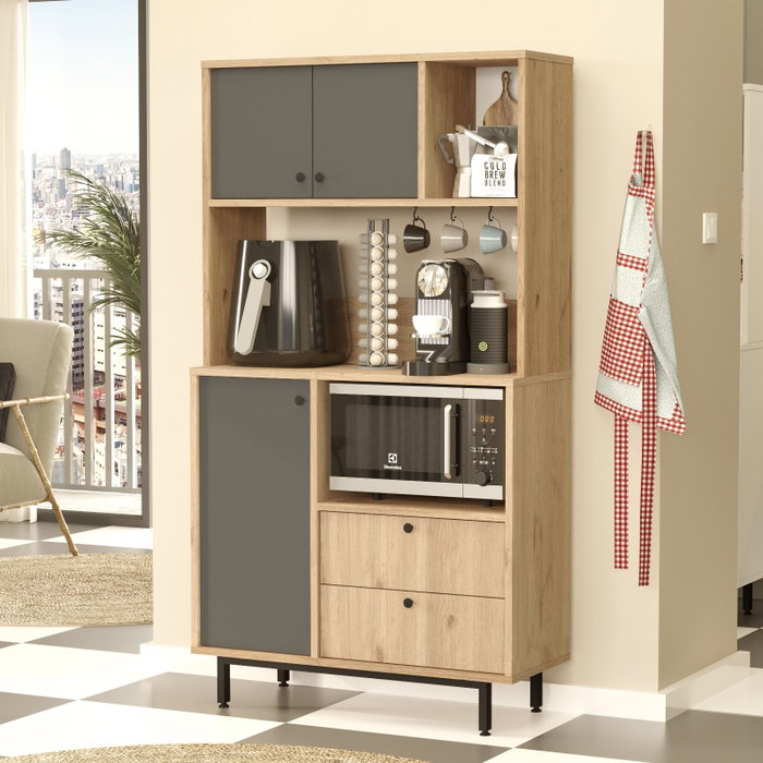 Hanah Home RE3-SA Armario Multiusos Roble y Antracita